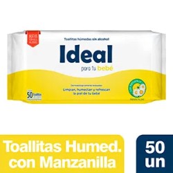 TOALLAS HUMEDAS IDEAL X 50UN AMARILLA